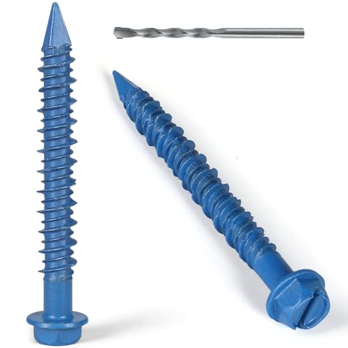 3/16x2-1/4 Inch 65Pcs Hex Head Concrete Screws, Screws Anchor with Drill Bit,for Masonry, Block, Brick, Cement, Stucco, No Pre Drilling, Diamond Point