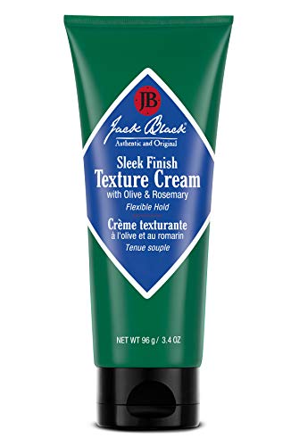 Jack Black Sleek Finish Texture Cream, 3.4 Oz. – Hair Styling Cream for Men & Women, Hair Texturizer for Dry to Normal Coarse, Thick, or Wavy Hair, Fragrance-Free Hair Lotion, Hair Product