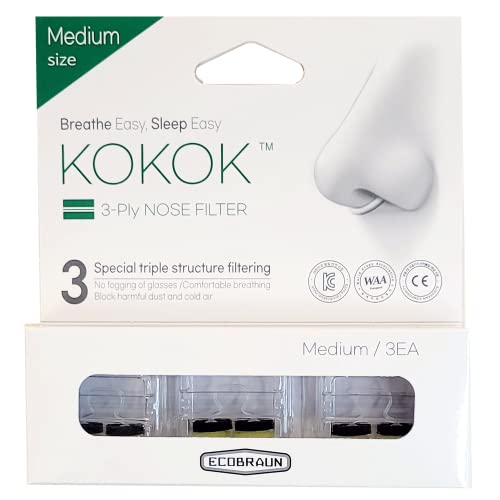 3-Ply Nose Filter Reusable Breathable Nasal Plugs Air Filteration for Dust, Pollution, Block Cold Air - Pack of 3 (Medium)