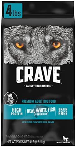 CRAVE Grain Free High Protein Adult Dry Dog Food, White Fish & Salmon, 4 lb. Bag