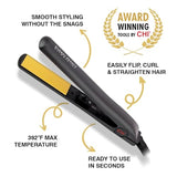 CHI Original Ceramic Flat Iron, Flat Iron For A Smooth Finish, Ceramic Floating Plates, Quick Heat Up, Analog On/Off Switch, 1" Iron Black