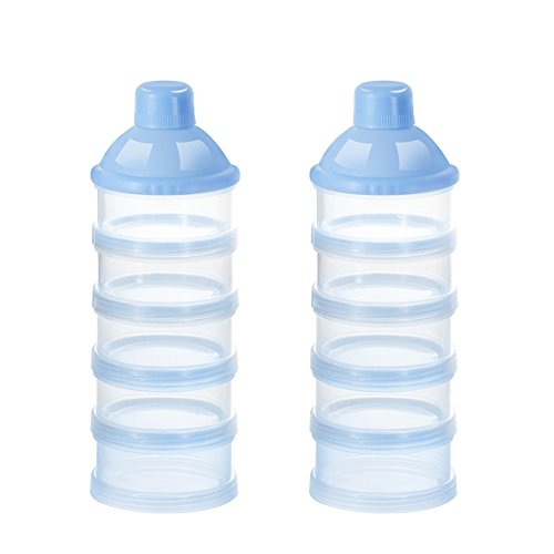 Accmor Formula Dispenser On The Go, 5 Compartments Stackable Formula Container for Travel, Baby Milk Powder Kids Snack Container, BPA Free