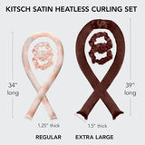 Kitsch Satin Heatless Curling Set XL - Overnight Hair Curlers to Sleep in, Heatless Curls, Jumbo Heatless Hair Curler Overnight Curls, Heatless Curling Rod Headband, No Heat Soft Curlers - Chocolate