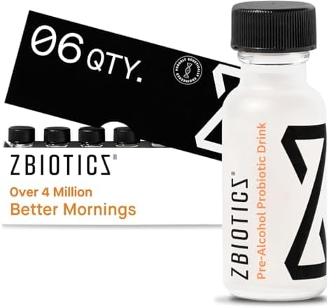 ZBiotics Pre-Alcohol — Feel Better After Drinking, Wake Up Refreshed, Science-Backed, Patented Probiotic for Easier Mornings, Travel-Friendly, 6-Pack of 0.5 Fl Oz Bottles