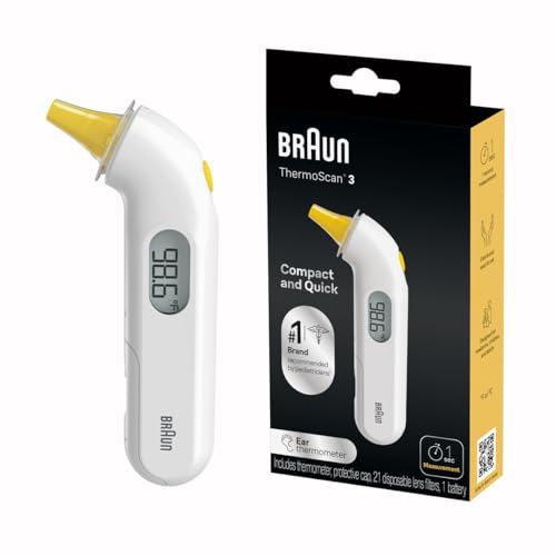 Braun ThermoScan 3 – Digital Ear Thermometer for Kids, Babies, Toddlers and Adults – Fast, Gentle, and Accurate Results in Seconds – Fever Thermometer, IRT3030