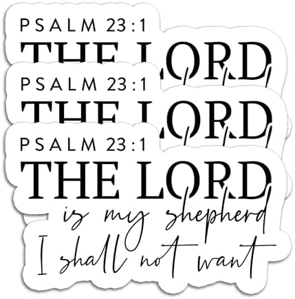 (3Pcs) Psalm 23:1 The Lord is My Shepherd Sticker, Christian Bible Scripture, Inspirational Words Stickers, Decals for Books Laptops Phones Tumblers Water Bottles, Waterproof Vinyl Size 3 x 1.8 Inch