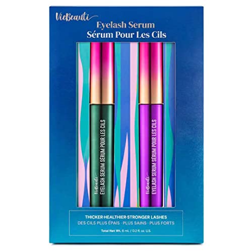 VieBeauti Eyelash Growth Serum Purple and Green Twin Gift Pack Set- Premium Lash and Brow Growth Serum Enhancing Kit, Volumizing Growing Longer Thicker, Eye Lashes for Women(6ML)