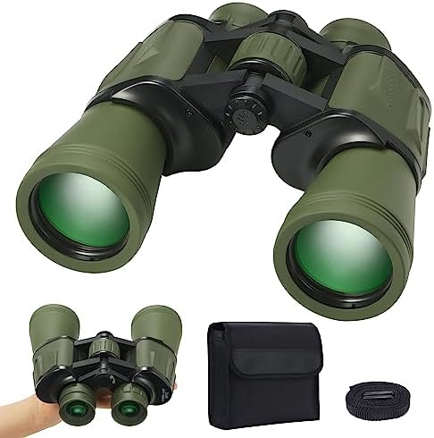 10X50 HD Binoculars for Adults and Kids, Large View Compact Binocular with Clear Low Light Vision, Waterproof/Professional Binoculars for Bird Watching/Outdoor Hunting/Travel (Green)