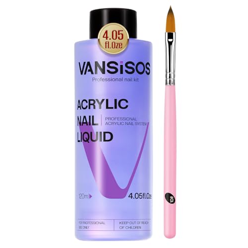 Professional Acrylic Nail Liquid for Nail: 4fl.oz Acrylic Liquid with Nail Brush for Beginners at Home DIY Nail Salon Use Non-Yellowing MMA-Free