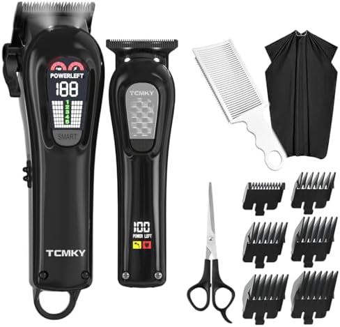 Hair Clippers Professional Cordless for Men, Barber Clippers for Hair Cutting Kit, Wireless LCD Display Hair Trimmers Set, Rechargeable Haircut Machine for Family (Black)