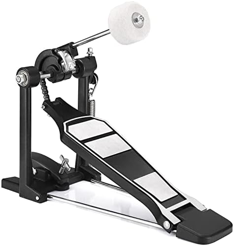 Facmogu Alloy Bass Drum Pedal, Single Bass Drum Pedal Come with Classic Felt Beater Stick & Drum Key for Drum Set Instrument, Single-Chain Bass Drum Pedal for Beginner & Pro Drummers