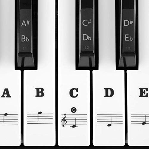Piano Stickers for Keys, Eison Full Set Piano Keyboard Stickers for 88/61/54/49/37 Keys Removable with Numbers, Leaves No Residue, Color Black,Great Children's Gift