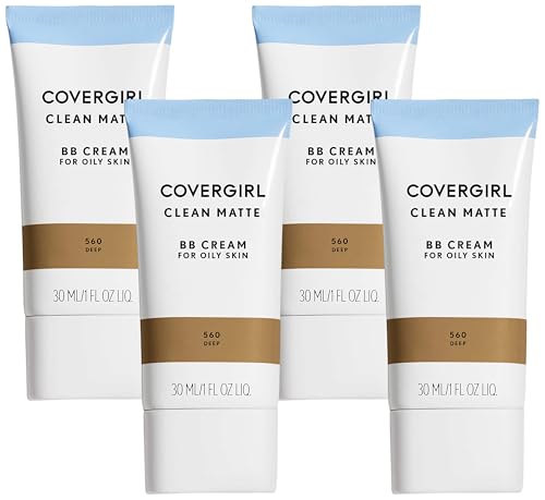 COVERGIRL Clean Matte BB Cream Deep 560 For Oily Skin, (packaging may vary) - 1 Fl Oz (1 Count) (Pack of 4)