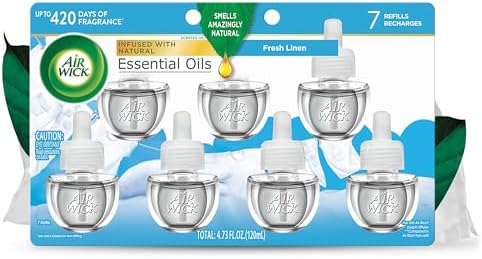 Air Wick Plug in Scented Oil Refill, 7 ct, Fresh Linen, Air Freshener, Essential Oils