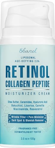 Ebanel Retinol Cream for Face with Collagen, Peptides, Niacinamide, Ceramides, Retinol Moisturizer with Vitamin C & B5, Hyaluronic Acid, Pore Minimizer Anti Aging Wrinkle Cream for Women and Men