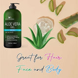 Aloe vera Gel - from 100% Pure Organic Aloe Infused with EGF, Stem Cell, Rosemary Oil - Natural Raw Moisturizer for Face, Body, Hair. Perfect for Sunburn, Acne, Razor Bumps 16.9 fl oz