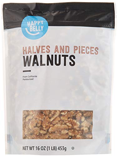 Amazon Brand - Happy Belly California Walnuts Halves and Pieces, 16 ounce (Pack of 2)