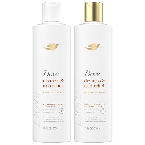 Dove Shampoo and Conditioner Set - DermaCare Scalp Dryness & Itch Relief, Pyrithione Zinc Shampoo and Conditioner, Anti-Dandruff, Anti-Frizz, Smoothing Hair Care, 12 Oz (2 Piece Set)