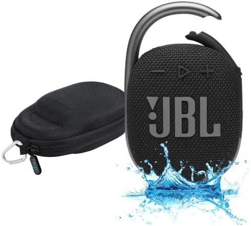 JBL Clip 4 Waterproof Portable Bluetooth Speaker Bundle with Megen Protective Hardshell Case (Black)