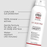 EltaMD UV AOX Mist Mineral Sunscreen Spray, SPF 40 Spray Sunscreen for Face and Body, Water Resistant, Zinc Oxide Formula, 5 oz Spray Bottle