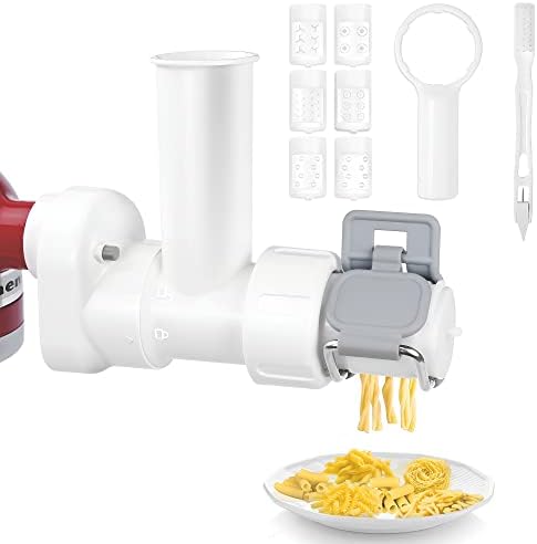 Pasta Press Attachment for KitchenAid Stand Mixers, 6 in 1 Pasta Press Attachment with 6 Different Shapes of Pasta Outlet, Perfect Pasta Attachment for KitchenAid Mixers