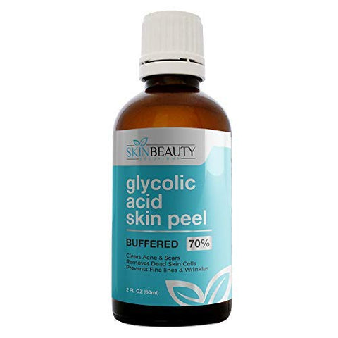 GLYCOLIC Acid 70% Skin Chemical Peel - BUFFERED - Alpha Hydroxy (AHA) For Acne, Oily Skin, Wrinkles, Blackheads, Large Pores,Dull Skin… (2oz/60ml)