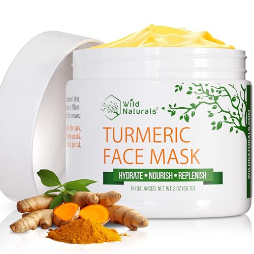 Turmeric Face Mask - Clay Mask with Turmeric for Men & Women - Gentle and Soothing Clay Mask for Face - Clay Face Mask for Acne Breakout & Dark Spots - Natural Tumeric Face Mask Clay with Vitamin E