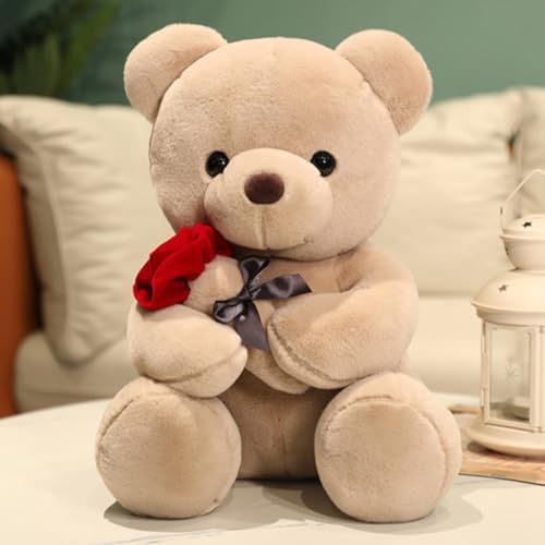 Cute Plush Rose Bear Stuffed Animal Teddy Bear Plush Toy Gift for Children and Girls (Light Brown, 35cm/13.7in)