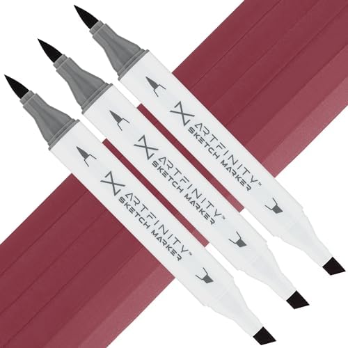 Artfinity Sketch Marker Sets - Set of 3 - Tuscan Red RV6-5, Vibrant, Professional, Dye-Based Alcohol Markers for Artists, Drawing, Travel, & More