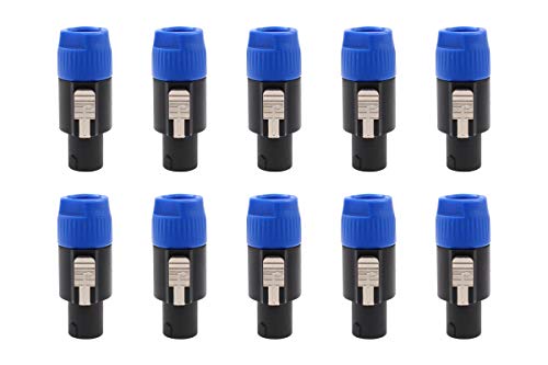 MOTOKU 10PCS Speakon 2 Pin Male Plug Compatible Audio Cable Connectors 2 Pole NL2 Compatible with Speaker/Amplifier