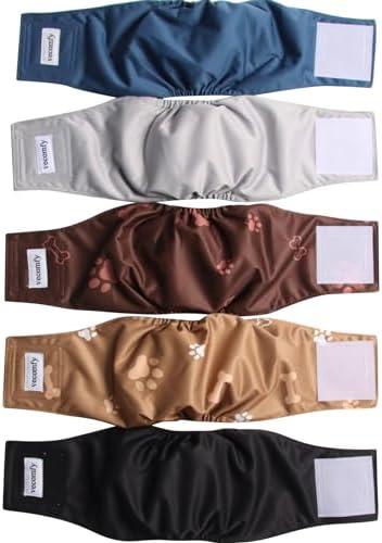 Belly Bands for Male Dogs(5 Pack),Washable Reusable Small Dog Diapers Male Leakproof Puppy Belly Wrap,S