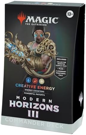 Magic: The Gathering Modern Horizons 3 Commander Deck - Creative Energy (100-Card Deck, 2-Card Collector Booster Sample Pack + Accessories)