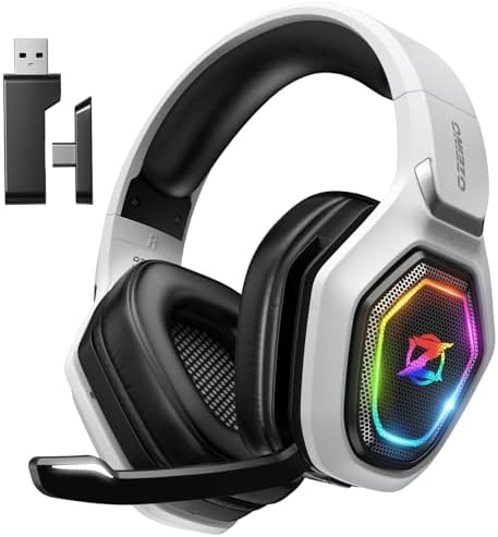 2.4GHz Wireless Gaming Headset for PC, Ps5, Ps4 - Lossless Audio USB & Type-C Ultra Stable Gaming Headphones with Flip Microphone, 40-Hr Battery Gamer Headset for Switch, Laptop, Mobile, Mac