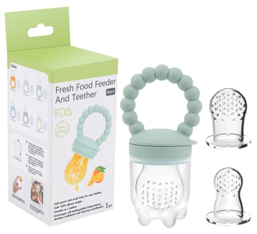 Baby Fruit Food Feeder Pacifier Teether for Babies 4 M+,Milk Frozen Set,2in1 Teether Toy Made of Soft Silicone,Feeder for Infant Safely Self Feeding,BPA-Free