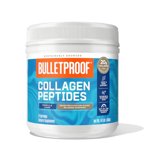 Bulletproof Vanilla Collagen Peptides Powder with MCT Oil, 14.3 Ounces, Grass-Fed Collagen Protein for Skin, Bone and Joint Support, Pasture Raised, No Added Hormones