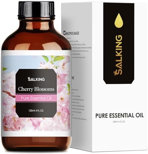 Cherry Blossom Essential Oil 120ml (4 Fl Oz), SALKING Pure & Natural Fragrance Oils, Aromatherapy Essential Oils for Diffuser, Massage, Soap, Candle Making, Perfume