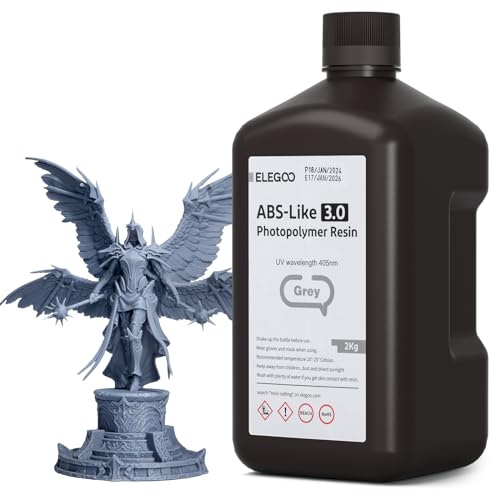 ELEGOO ABS-Like 3D Printer Resin 3.0 Grey 2000g, High Precise Printing Resin 405nm LCD UV-Curing for MSLA 3D Printer