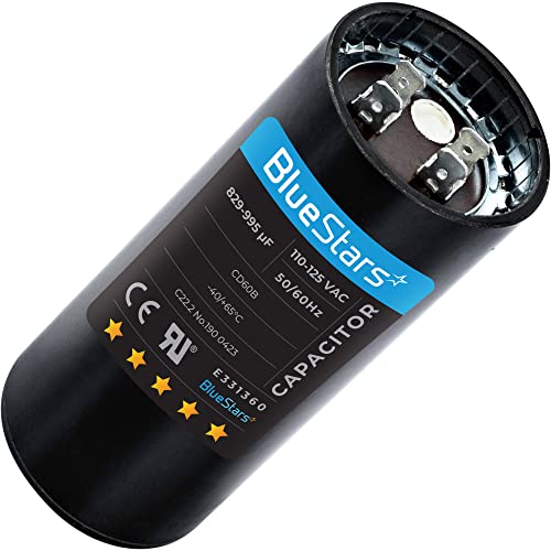 BlueStars 829-995 uf/MFD 110-125 VAC ±20% Round Motor Start Capacitor 50/60 Hz AC Electric Motor Applications - Replaces 6FLL8 PMJ829 CAP-829-110 CON-829-110