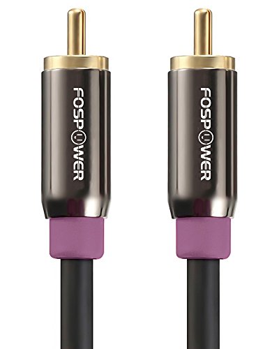 FosPower Subwoofer Cable (25 FT) RCA to RCA Audio Stereo Cable, Male to Male - Dual Shielded Cord | 24K Gold Plated Connector | Corrosion Resistant | Clean Sounding Signal