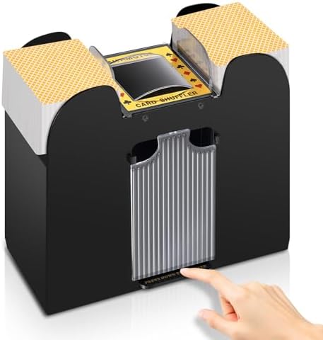 Automatic Card Shuffler 1/2/4/6 Decks,Battery Operated Electric Playing Card Shuffler for UNO,Casino Card Game,Poker,Phase 10,Blackjack,Texas Hold'em,Home Card Games