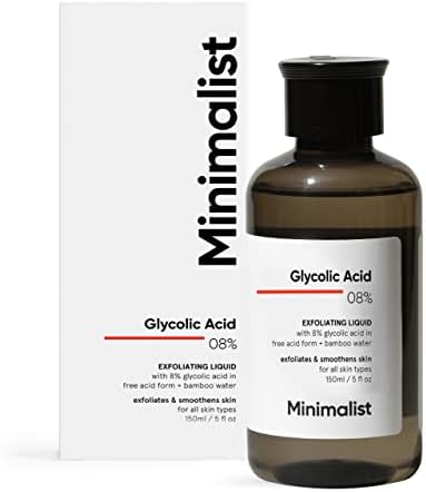 Minimalist 8% Glycolic Acid Toner for Glowing Skin | Multi-Functional Exfoliating Toner with Bamboo Water for Body, Face, Underarms & Scalp | for Women & Men | 5 Fl Oz / 150 ml