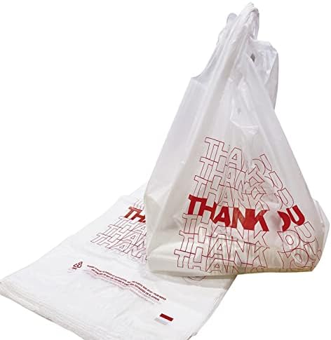 TashiBox Shopping Bags/Thank You Bags/Reusable and Disposable Grocery Bags - Measures 11.5"" X 6.25"" X 21"", 15mic, 0.6 Mil (308)", transparent (Bag-308)