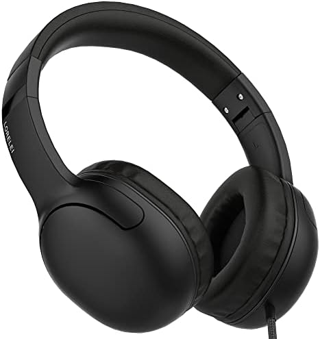 LORELEI E5 Wired Headphones for Kids Foldable & 3.5mm Jack Tangle Free Nylon Wire Stereo On Ear Headsets for Kids/Children/School/Tablet/Ipad/Kiddle/Plane (Space Black)
