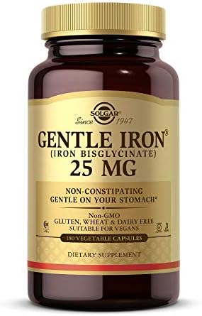 Solgar Gentle Iron - Ideal for Sensitive StomachsRed Blood Cell Supplement, , Non Constipating & GMO, Vegan, Gluten & Dairy Free, Kosher - 180 Servings, Unflavored, 180 Count