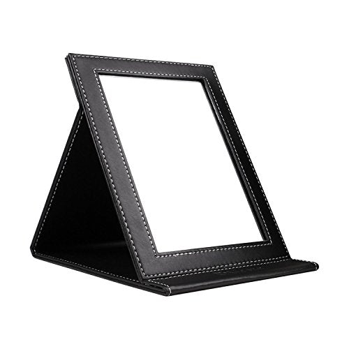DUcare Folding Mirror Portable Travel PU Portable Adjustable Rectangular Ultrathin Vanity Mirror with Stand, for Travel, Camping,Home