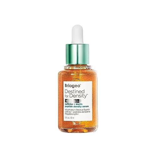 Briogeo Destined For Density MegaStrength+ Caffeine + Biotin Peptide Density Serum, Increases Hair Thickness and Density, Fast-Absorbing & Non-Greasy, Fragrance-Free, Vegan, Cruelty-Free, 1.5 fl oz