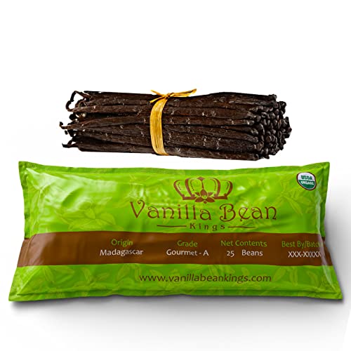 25 Organic Madagascar Vanilla Beans. Whole Grade - Pods for Extract and Baking