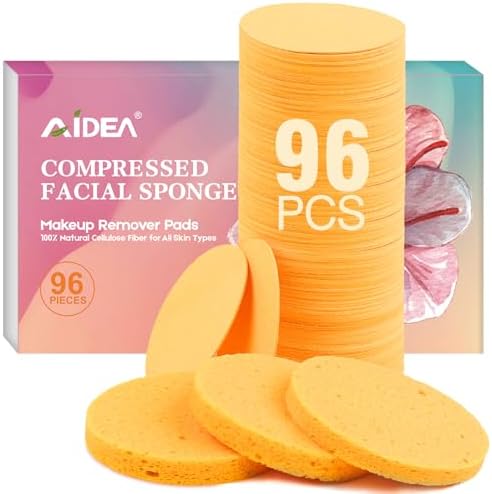 AIDEA 96Count Compressed Facial Sponges, Face Sponges for Cleansing, Cosmetic Makeup Sponges for Facial Cleansing, Facial Sponges for Washing Face, Exfoliating, Makeup Removal, Travel Essentials