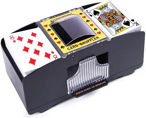 Automatic Card Shuffler, Battery Operated Card Dealer Machine, Electric Casino Card Shuffler for UNO, Blackjack, Texas Hold'em, Home Card Games
