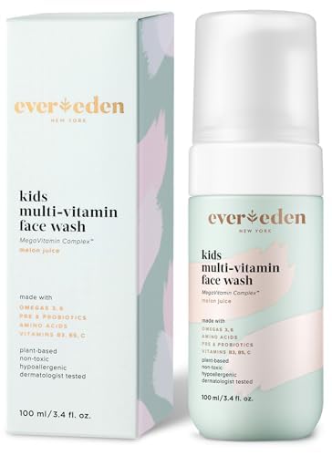 Evereden Kids Face Wash: Melon Juice, 3.4 fl oz. | Plant Based and Natural Skin Care | Clean and Non-toxic Face Wash | Multi-Vitamin Kids Skin Care
